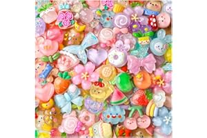 ASTRAGLAM 60PCS Cute Slime Charms Mixed Flatback Resin Charms Set,60 Styles Cartoon Charms Decorations for DIY Craft Phone Cases Nails Scrapbooking
