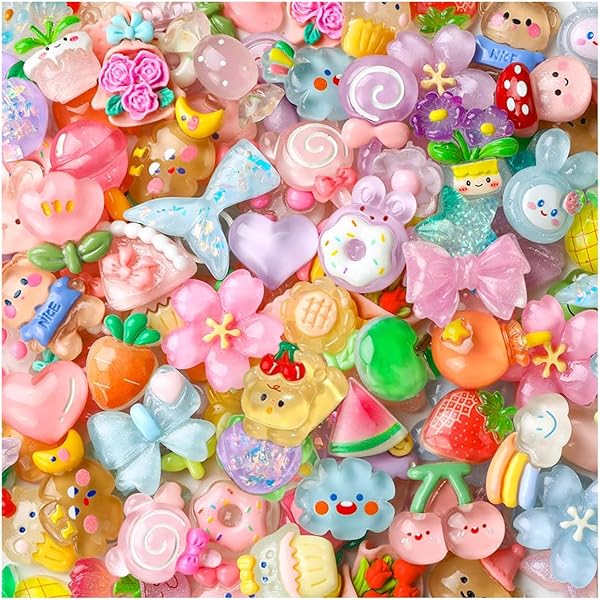 60 Pièces Charms Résine Mignons Pour Slime, Nail Charms Résine, Décorations Kawaii Pour Bricolage, Nail Art, Scrapbooking, Coque De Téléphone – Motifs Aléatoires (A