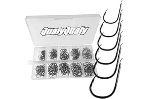 QualyQualy Anzuelos de Pesca #3 - #12 Ganchos de Acero de Alto Carbono para Pesca, Anzuelo de Pesca – 500 Piezas