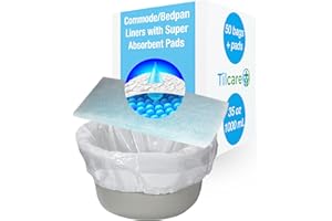 Tilcare Toiletteneinlagen mit Superabsorbierenden Einlagen 50er Pack - Für Bettpfannen, tragbare Toiletten und Toilettenstühle - Eimereinlagen für Krankenhaus & Zuhause - Absorbieren bis zu 1000ml