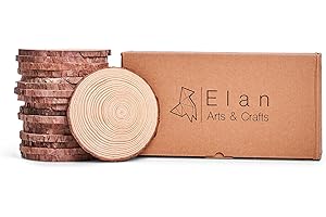 Elan Rondin de Bois 14-16 cm de Diamètre Lot de 18 Pièces, Tranches de Bûches avec Écorce, Tranches de Bois Naturel pour Decoration et Artisanat