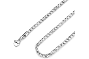 HZMAN 3.0mm Edelstahl Weizen Kette Halsketten für Herren Damen Classic Cool Link Chain Halskette Schmuck Geschenk 16" -30"