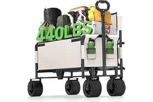 PRIMAJOR Festival Trolley on Wheels Folding Wagon, Portable Camping Cart Converts into a 2 Persons Chair, Foldable Trolly Extra Wide Wheels Adjustable Handle for Camping Sports Garden Picnic Shopping Fishing