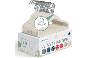 Laleni Cintre Enfant 30 pièces avec Housse Velours - Cintre Bebe - cintres Enfants pivotant 360° - ceintres pour Enfant antidérapant Velours - cintres Bebe - ceintre Bebe - ceintre Enfant Ivoire