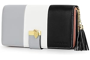 Pomelo Best Damski portfel wielokolorowy w paski, portmonetka, szary czarny, Mittel, Nowoczesny