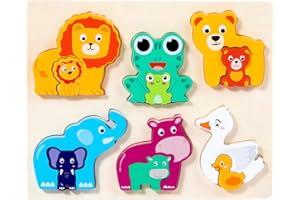 DKIJOYS Wooden Toddler Jigsaw Puzzles for Kids | Montessori Wooden Toys for Girls Boys Age 2 3 (Happy Family)