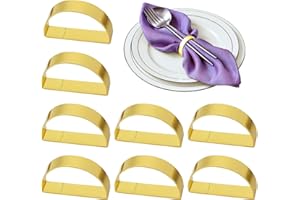 ANNLPOY 8 Anillos para servilletas, Anillos para servilletas, Anillos Dorados, Elegantes Servilleteros para Decoración de Mesa, Bodas, Navidad, Año Nuevo y Eventos Festivos