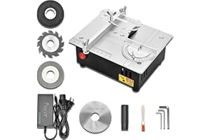 DYOUEN Precision Mini Electric Table Saw, DIY Hobby Handmade Woodworking Bench Cutting Machine Adjustable Cut Depth Small Desktop Saw for Miniature Wood Craft (Style-1)