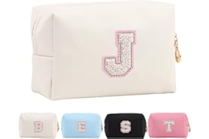 Tolmaiertu Trousse de Maquillage Personnalisée avec Initiales pour Femme, Trousse de Maquillage de Voyage, Trousse de Toilette, Cadeau d'anniversaire de Noël pour Femmes et Filles