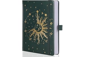 MGGAO Sun Moon Journals for Women Men, A5 Hardcover Notebooks for Writing for Work, Travel, School, 318 Numbered Pages, 14.7 x 21.4 cm