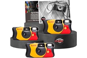 Clikoze Confezione multipla di fotocamere usa e getta: include 3 confezioni di fotocamere monouso Kodak Funsaver da 35 mm con 27 esposizioni e scheda di suggerimenti per fotografia Clikoze