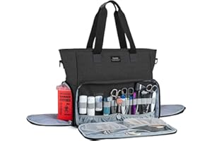CURMIO Nurse Bag and Tote with Padded Laptop Sleeve, Medical Supplies Bag for Home Visits, Health Care, Hospice, Perfect for Nursing Students, Medical Assistant, Visiting Nurses,Bag ONLY,Black