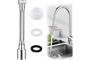 GAUBSS Kitchen Tap Spray Head 20cm, 360° Swivel Kitchen Tap Extension Hose – Universal Faucet Extender with Adjustable Spray Head Includes Adapter, Easy Installation for Kitchen Sink, Bathroom, and Toilet