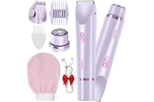 OVEALLGO Rasoir Klyne Femme Electrique Maillot, 2 En 1 Pour Bikini Humide/Sec Gant Exfoliant Offert, Klyne Tondeuse Femme Adaptés Aux Peaux Sensibles (Violet)