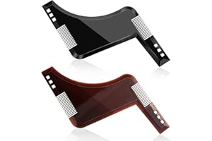 HEVEER Plantilla para Barba Herramienta para dar Forma a la Barba Modelado de Barba para Contornos de Barba Exactos 2 Piezas Marrón Negro