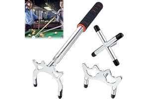 Miayical Bâton Pont de Queue de Billard Rétractables,Support Queue de Billard Rétractable,avec 3 Têtes de Pont Amovibles,Accessoire pour Queue de Billard,pour Table de Billiard, Snooker, Compétition