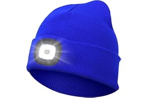 Abbicen Bonnet Lampe avec Frontale LED Tricoté Chapeau avec Phares Lumineux Hommes et Femmes Trois en Tricot d'hiver léger Rechargeables par USB