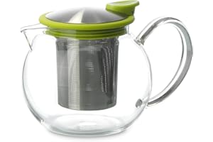 FORLIFE Bola Glas-Teekanne mit Korbeinsatz, 750 ml, Limette