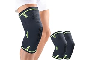 MILAIUN Kniebandage 2er Set, Kiestütze Männer und Damen, kniebandagen mit Anti Rutsch Silikonstreifen & atmungsaktive für Arthritis, Meniskus, Volleyball,Sport, ACL (M | grün)…