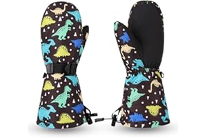 Pesaat Kinder Skihandschuhe Winter Jungen Mädchen Handschuhe Wasserdicht Winddichtem Fausthandschuhe Dicke Wärmende Skifäustlinge