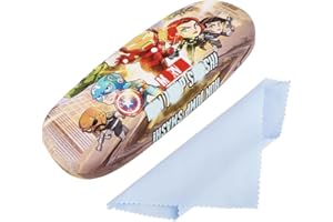 Dekewe Anime Cartoon Eyeglasses Case, Cute Hard Shell Eyeglasses Cases Kids Glasses Case, PU Leather Eyeglass Case With 2Pcs Glasses Cloth for Boys Girls Teen
