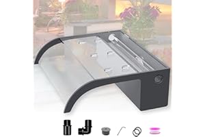 ‎LONGRUNNEW LONGRUNNEW Teich Wasserfallklingen Set, 30 cm Acryl Poolfontäne mit Zubehör, Breite 18 cm Gebogene Auslauf Spritzwand für Garten Patio Teichdekoration