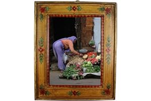 GURU SHOP Malowana ramka na zdjęcia - żółta, rozmiar: mała (27 x 22 cm), obrazy i ramka na zdjęcia