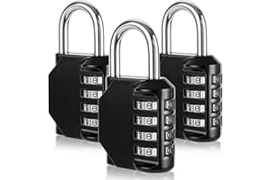 YIIFELL Lot de 3 cadenas à combinaison 4 chiffres - Cadenas en alliage zinc - Résistants aux intempéries - Pour casiers, boîtes à outils, salles de gym, clôtures jardins