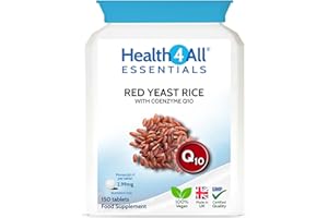 Health4All Red Yeast Rice with CoQ10, 2.99mg monacolin k per Tablet, 5 Months Supply 150 Tablets, Cholesterol Lowering Supplement, Vegan, Gluten Free, Citrinin Free | Made in UK