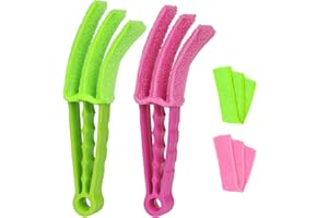 Vicloon Narzędzie do czyszczenia żaluzji weneckich, 2 szt., narzędzie do czyszczenia szczotek do okien z 2 rękawami z mikrofibry, do żaluzji weneckich, klimatyzatora i samochodowego otworu