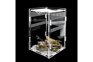 Godneei Acrylic Reptile Terrarium 12 x 12 x 20 cm, Reptile Vivarium