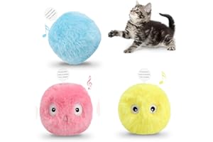 HOT SHOT TOOLS 3 Paquet Jouets Boule pour Chat,Boules Interactives en Peluche pour Chat,Balles à Chatons,Jouets avec Herbe à Chat,3 Sons Réalistes Sons de Gazouillis d'animaux Réalistes,pour Intérieur Chat Chiot