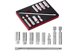 Venussar Clé à Bougie, Clé à Bougie 8 Douilles et Clés à Tubes 250mm