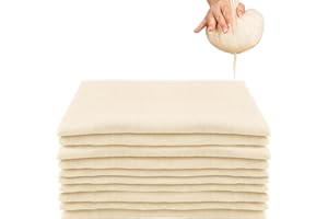 Nadinsta 10 Pièces Etamine Alimentaire, 50x50cm Etamine, Cheese Cloth non Blanchie, Mousseline Alimentaire Lavable, Réutilisable Tissu Filtrant en Coton Ultra Fine pour Filtrer Tofu Beurre Jus Yaourt
