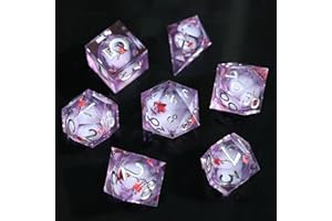 Elifel Set di 7 dadi poliedrici in resina per giochi di ruolo a tema oceano, per dungeons and dragons, fatti a mano, design con pesci koi, blu-verde, 16 mm