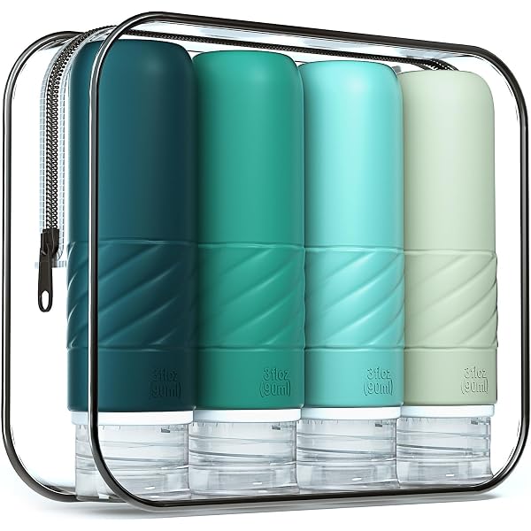 Bottiglie Da Viaggio In Silicone TSA - Set Con Vaschette, Etichette E Ventose - A Prova Di Perdite E Riutilizzabili