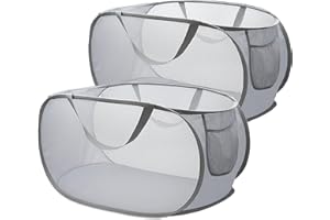 XIAOWANWAN 2 Pezzi Cesto Portabiancheria Pieghevole,Cesto Biancheria Sporca Salvaspazio,75L Cesta Porta Biancheria Pieghevole per Bagno,Viaggio,Camera dei Bambini (Grigio + Grigio)