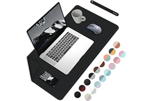 BLESWIN Tappetino da scrivania bifacciale Tappetino da scrivania per ufficio, tappetino da tavolo impermeabile, tappetino per mouse tappetino da scrivania per ufficio/casa/decoro-60x35cm，Nero