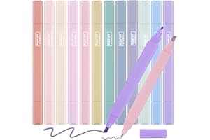 Xinstroe 12 Farben Ästhetische Textmarker Pastell, Highlighter Pen Aesthetic Textmarker Stift Highlighter Marker Doppelseitig Marker Stifte für Journal Bibel Planer Notes Office Schulsachen