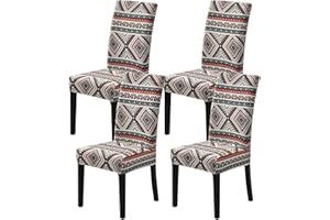 ‎HZDHCLH HZDHCLH Stuhlhussen 4er Set Stuhlbezüge Stretch abnehmbar, waschbar, Esszimmerstuhl-Schutzsitz für Hotel Restaurant Küche Hochzeitsfeier（Exotischer Stil/4 Stück）
