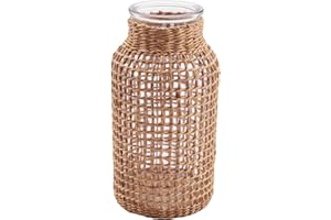 Haptufer Vase à Fleurs en Verre de Paille Pot de Fleurs Japonais dans Le Panier de Fleurs CréAtif Contracté Nordique pour Arroser Les Plantes -S