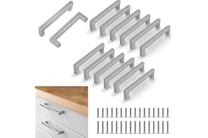 flintronic 12 Pezzi Maniglie per Armadietti, Acciaio Inox Maniglie Armadio, Maniglie per Mobile, per Mobili con 48 Vite, per Cassetto, armadietti, Porte, Distanza Fori 160mm, Spazzolato Argento