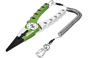 Booms Fishing X01 Aluminum Saltwater Pliers, Surf Fishing Tackle Kit, Multitool Hook Remover, Braided Line Cutter, Split Ring Pliers, Coiled Lanyard and Sheath