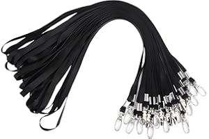 Segus Cordino del Collo Nero, 20 Pezzi Laccio con Fibbia Metallica Girevole, Lanyards Catenelle in Imitazione di Nylon, Accessori per Chiavi, Fischietti, Carte Identità, Impresa, Scuole