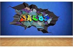 Thorpe Signs 95 cm x 58 cm Multi Full Colour Personalised 3D Graffiti Name Cracked Wall Art Stickers Decal Mural