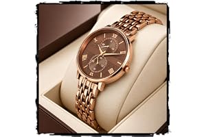 STYLEDOSE Women's Luxury Black Analog Watch – Rose Gold Roman Numerals with Stylish Metal Chain Strap Wrist Watches for Women's & Girls&Miss&Ladies