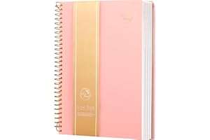 CAGIE Hardcover Spiral Notebook 150 Sheets Large College Ruled Thick Spiral Bound B5 Notebook for Office Meeting Notebook College Composition Notebook Journal for Writing School Supplies, Pink