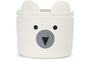 Goodheim Aufbewahrungskorb Kinder aus Baumwolle für Spielzeug und Wäsche, Wäschekorb und Spielzeugkorb in einem, Kinderzimmer Deko Weißer Bär