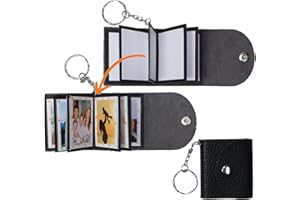 ‎UNIQICON Mini-Fotoalbum mit Schlüsselanhänger, DIY Kleines, benutzerdefiniertes Leder-Fotogedächtnis, Schlüsselring Bild Schlüsselanhänger, Personalized Kleines Taschen Foto-Schlüssel Zubehör für Familie,Paare