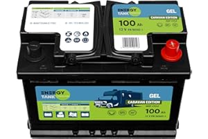 ENERGYTANK Batteria Gel 12V 100Ah per Camper, Caravan e Barca – Batteria a Scarica Lenta Lunga Durata – Senza Manutenzione e Resistente a Vibrazioni
